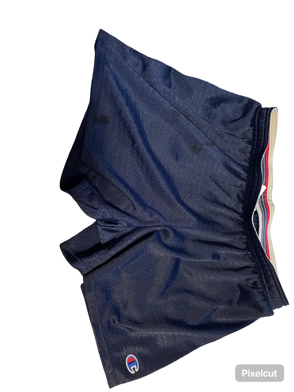 Champion Navy Athletic Shorts with Red & White Waistband Trim
